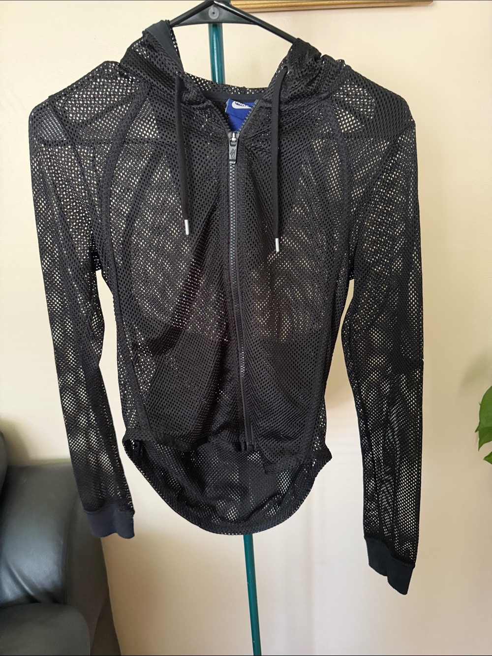 Nike Black Sheer Mesh Hooded Zip Jacket